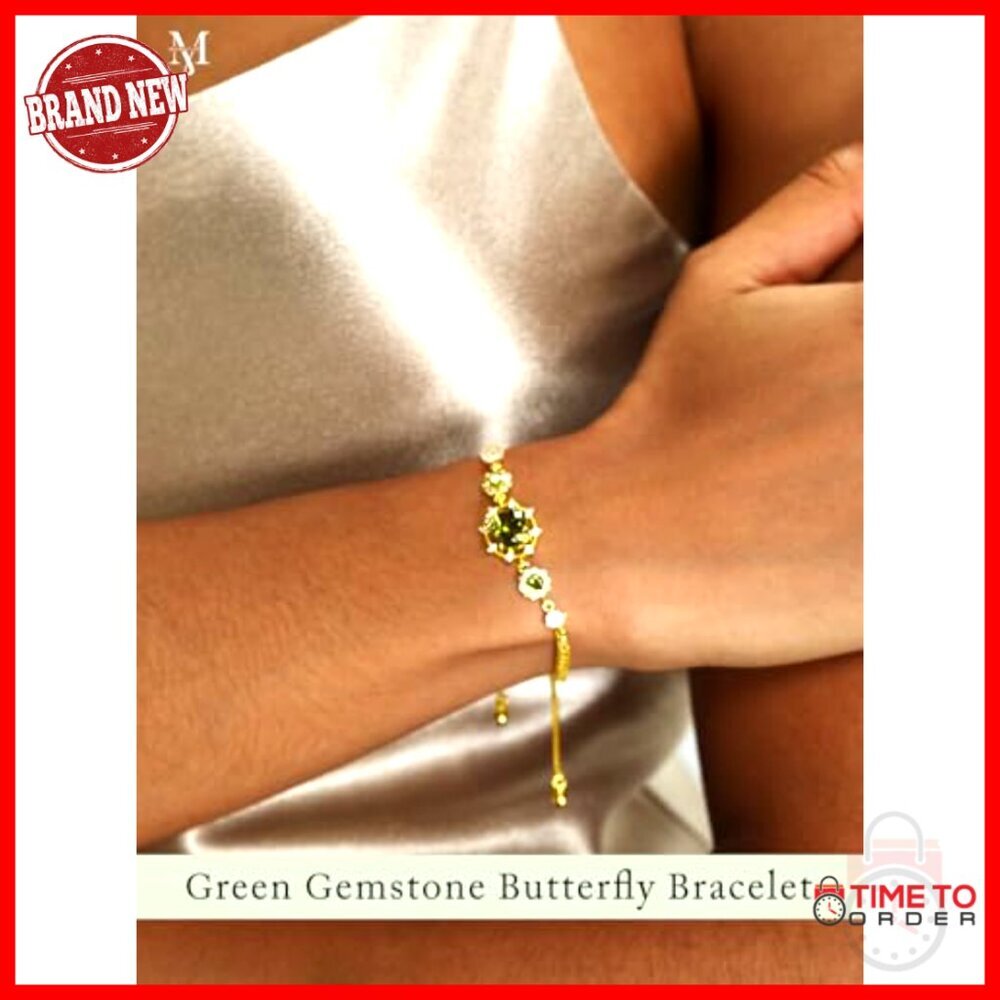 Dainty Gold Tennis Bracelet Elegant Adjustable Chain Cubic Zirconia Gemstone - Picture 2 of 7
